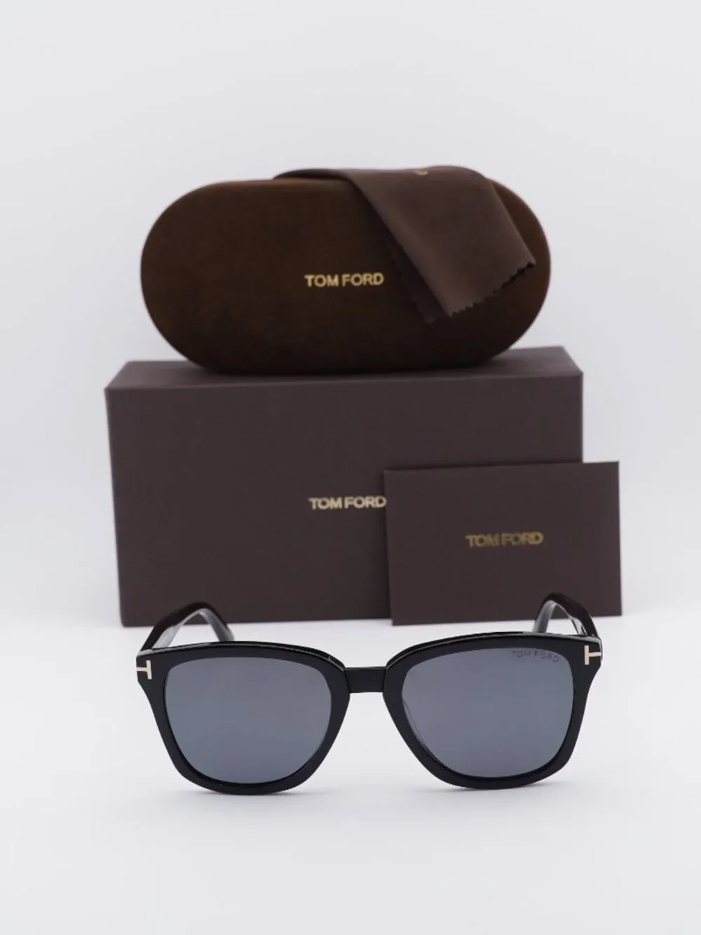 Tom Ford Graydon FT1213 01D Square Sunglasses - Shiny Black\ Smoke Polarized